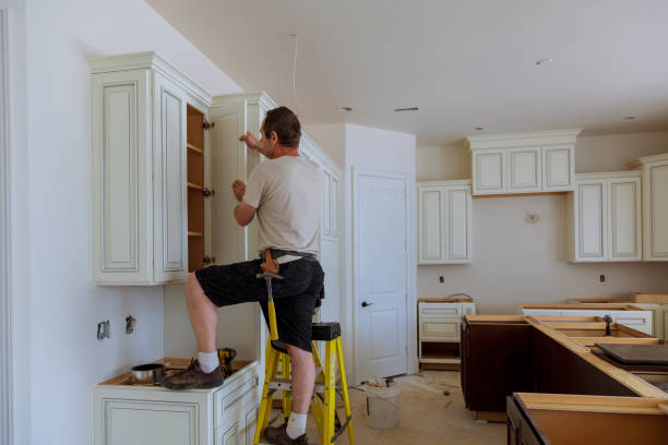 Kitchen island installation in Roebling by JMT Kitchen Cabinet